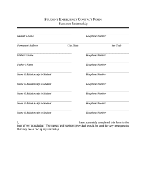 Student Emergency Contact Form