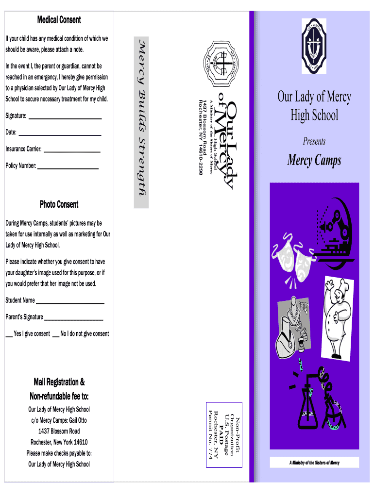 Fillable Online Mercy Camps Our Lady of Mercy High School Fax Email ...