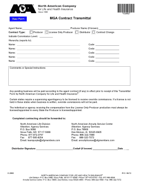 North American Life Insurance Agent Contract Application