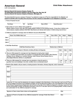 Child Rider Attachment for Life Insurance
