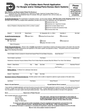 Dallas Alarm Permit Application