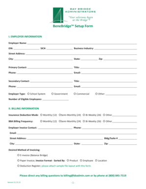 BeneBridge Employer Setup Form