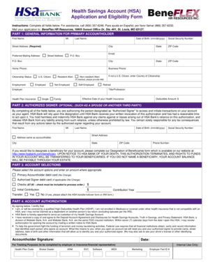 Health Savings Account Application Form