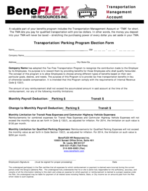 Transportation Management Account Election Form