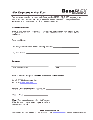 Sample waiver form for employees philippines - HRA Employee Waiver Form