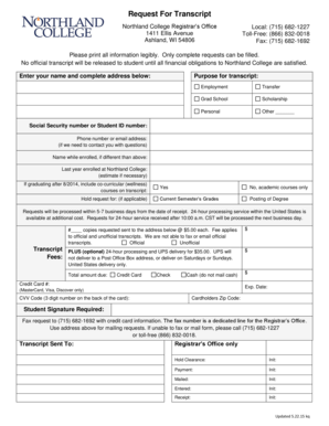 Request for Transcript Form