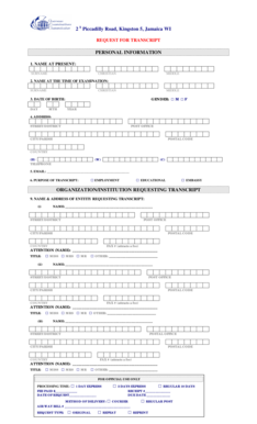 Jamaica Request for Transcript Form