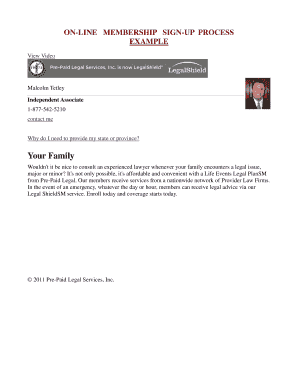 Pre-Paid Legal Membership Sign-Up Form