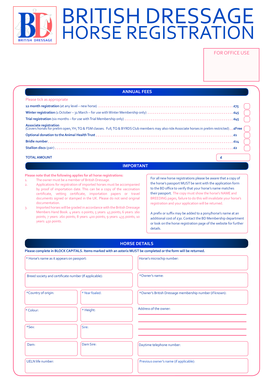 British Dressage Horse Registration Form