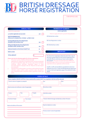 British Dressage Horse Registration Form