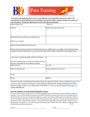 Para Booking fomr