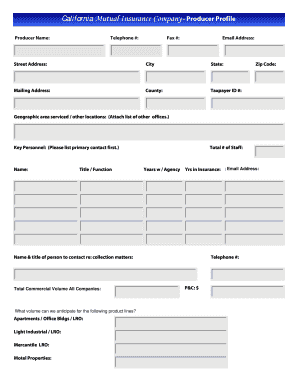 California Mutual Insurance Producer Profile
