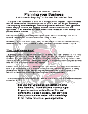 Business Plan Preparation Worksheet