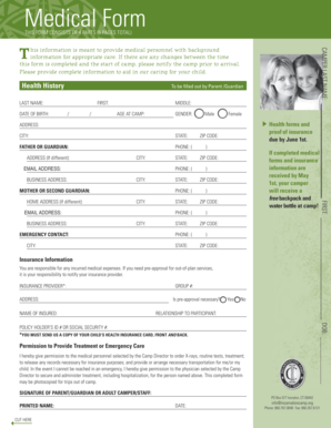 Camp Medical Form