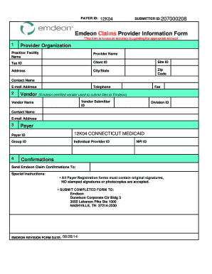 Emdeon Claims Provider Information Form