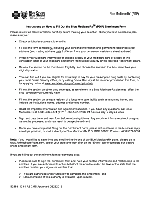 Blue MedicareRx PDP Enrollment Form