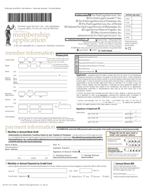 Pre-Paid Legal Services Membership Application
