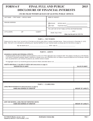 Florida Financial Disclosure Form 6F