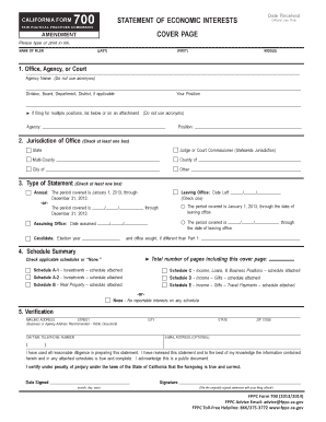 California Form 700 Statement of Economic Interests