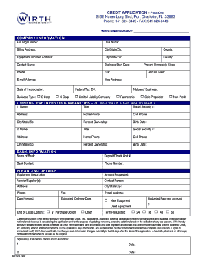 Credit Application for Business Financing