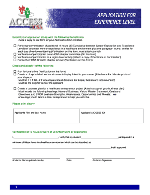 HOSA Career Portfolio Application Form