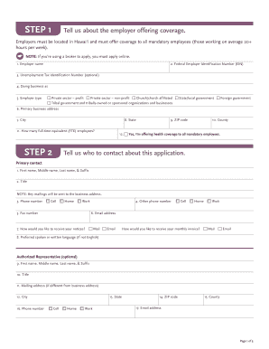 Hawai‘i Small Business Health Options Program Application