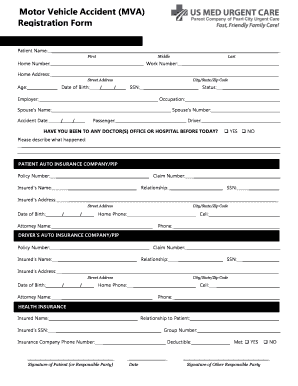 Motor Vehicle Accident Registration Form