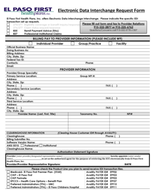 Electronic Data Interchange Request Form