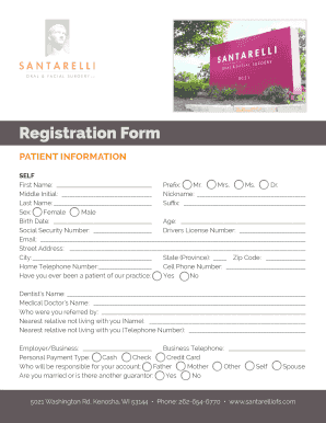 Oral and Facial Surgery Patient Registration Form