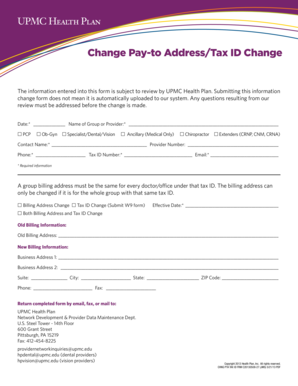 Change Pay-to Address/Tax ID Form