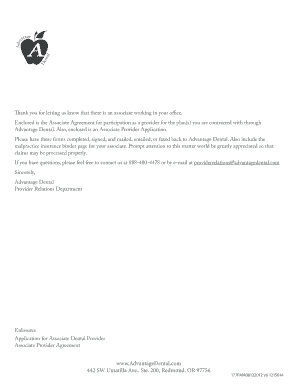 Associate Dental Provider Application and Agreement