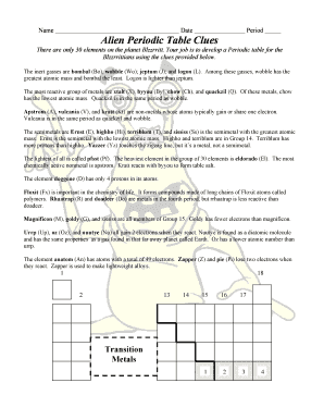 Alien Periodic Table Answer Key - Fill Online, Printable, Fillable, Blank |  pdfFiller