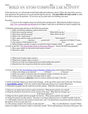 Build an Atom Computer Lab Activity
