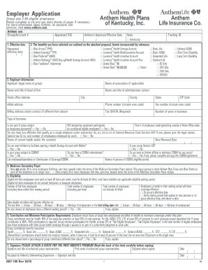Anthem Health Plans Employer Application