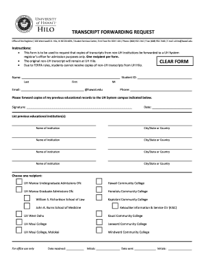 Transcript Forwarding Request Form