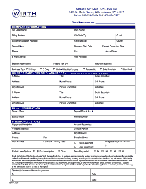 Business Credit Application Form