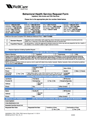 Behavioral Health Service Request Form