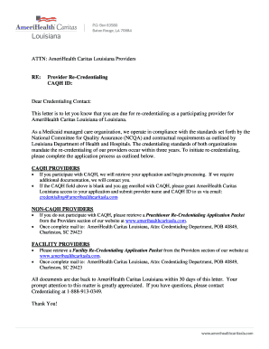 AmeriHealth Caritas Louisiana Facility Credentialing Application