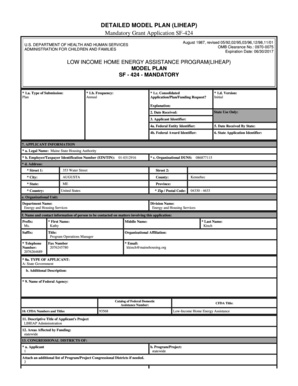 LIHEAP Grant Application Form SF-424