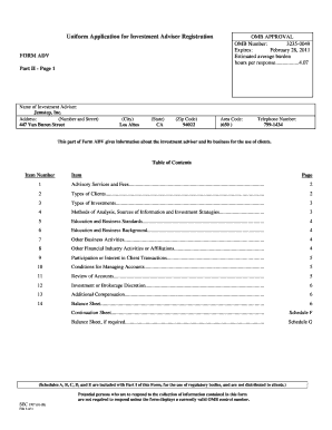 Form ADV Investment Adviser Registration
