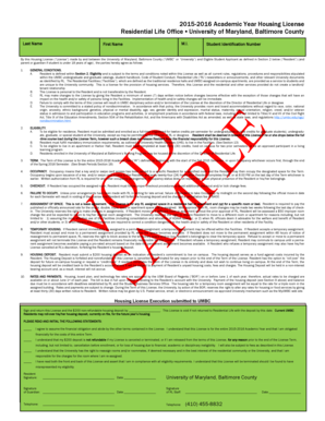 2015-2016 Academic Year Housing License