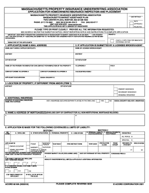 Massachusetts Homeowners Insurance Application