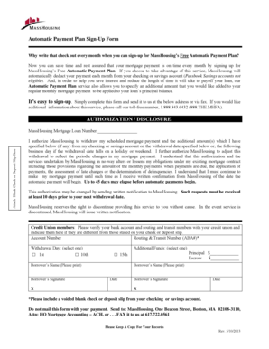 MassHousing Automatic Payment Plan Sign-Up Form