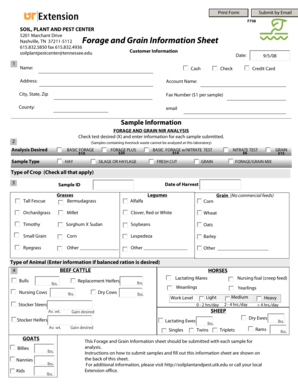 Forage and Grain NIR Analysis Form