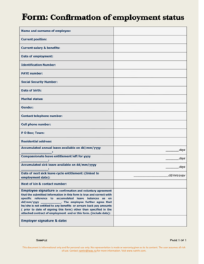 Confirmation of Employment Status Form