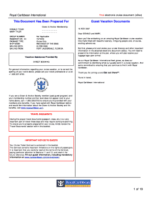 Royal Caribbean Cruise Document