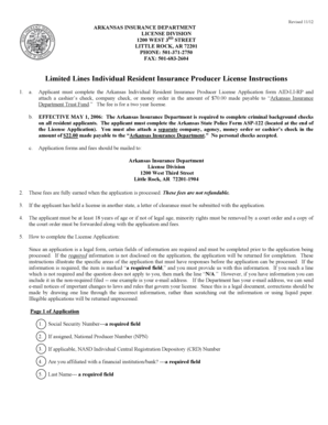 Arkansas Individual Resident Insurance Producer License Application