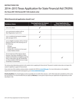 2014–2015 Texas Application for State Financial Aid