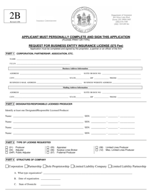 Request for Business Entity Insurance License