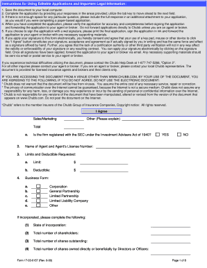 Chubb Investment Advisers Application Form